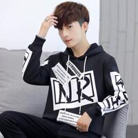 Áo Hoodie chui đầu Nỉ Ngoại có nón - Đen - FreeSize