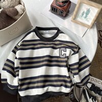 Áo hoodie Cổ Tròn Kẻ Sọc Ngang Phong Cách Hàn Quốc Cho Bé Trai