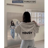 Áo hoodie croptop Yousy dài tay form rộng 🌸[wonharim]🌸áo khoác nỉ mùa đông nữ 21301