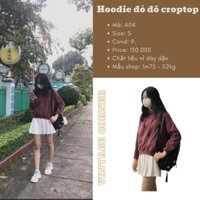 Áo Hoodie đỏ đô croptop