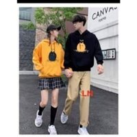 áo hoodie đôi mèo vàng chữ tàu hót