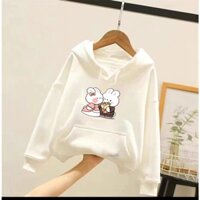 Áo hoodie đôi thỏ cho bé gái phom rộng chất nỉ