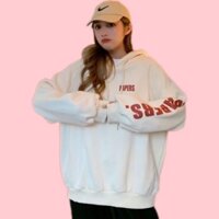 Áo Hoodie Form Rộng Dáng Dài Nam Nữ Unisex In Chữ Tại Tay Áo