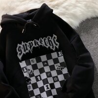 Áo hoodie form rộng hoạ tiết caro áo nam nữ đẹp chất thu đông 2022