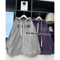 Áo hoodie form rộng mũ 2 lớp in chữ FKSW