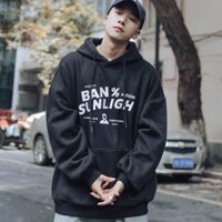 Áo hoodie form rộng Unisex nỉ ngoại BAN ảnh thật 100 - ĐEN - XL