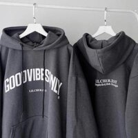 Áo Hoodie Form Rộng Unisex GOODVIBES - Xám Đen - Xl