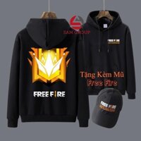 Áo Hoodie free fire rank thách đấu [ TẶNG KÈM 1 NÓN ] 2 màu đen và trắng chất nỉ hình in sắc nét / Áo Game Sam Shop