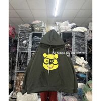 Áo hoodie gấu đeo kính in nổi (ảnh thật)