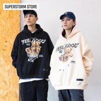 Áo hoodie gấu giá siêu rẻ chất liệu nỉ bông - ĐEN SIZE M