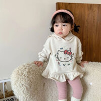 Áo hoodie hoạt hình xinh xắn dành cho bé, kết hợp với quần legging thời trang, bộ 2 món phù hợp cho mùa xuân thu