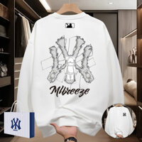 Áo hoodie in hình cặp đôi cổ tròn dáng rộng đơn giản của NY