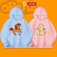 Áo Hoodie in hình con rồng kéo con ngựa ORAN'S Oversize chất nỉ cotton lót bông, FULLBOX ORANS COUPLE - 07