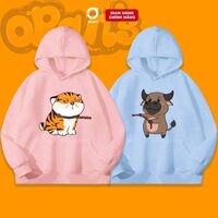 Áo Hoodie in hình con trâu kéo con hổ ORAN'S Oversize chất nỉ cotton lót bông, FULLBOX ORANS COUPLE - 07