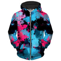 Áo hoodie in hoa 3d dành cho nam Áo có dây kéo thông thường Áo nỉ phổ biến Áo khoác dây kéo màu