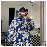 Áo Hoodie In Họa Tiết Hoạt Hình 3 Màu Tùy Chọn Size M-8XL Phong Cách Nhật Bản Cho Nam