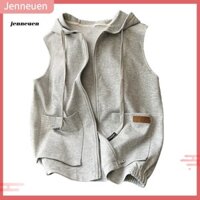Áo Hoodie JEN Athleisure Top Monogram Panel Áo Hoodie mùa hè dành cho nữ Áo khoác có mũ trùm đầu có túi bên và khóa kéo Áo ghi lê thể thao nhẹ và thoáng khí cho thông thường