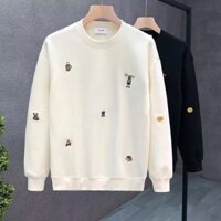 Áo hoodie không mũ phong cách Hồng Kông mùa xuân và mùa thu, trang phục cặp đôi unisex, áo thun dài tay cổ tròn rộng rãi cho sinh viên, phong cách nam