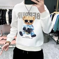 Áo hoodie không mũ phong cách Hồng Kông mùa xuân và mùa thu, trang phục cặp đôi unisex, áo thun dài tay cổ tròn rộng rãi cho sinh viên, phong cách nam