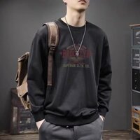 Áo hoodie không mũ thiết kế thích Hợp Áo Phông Dài Tay Cổ Tròn xu hướng mẫu mới mùa thu cho nam Áo mẫu mỏng thường ngày rộng rãi phong cách Hồng Kông Instagram dễ phối cho nam