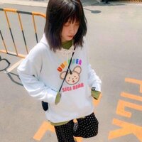 Áo Hoodie Không Xù lông Dành Cho Nam Cho Nữ Có Mũ Chất Nỉ Form rộng Unisex Sici Bear - Trắng  - XL dưới 75kg