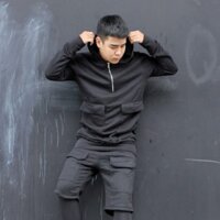 Áo hoodie kiểu dáng basic, túi trước Lexuza 019
