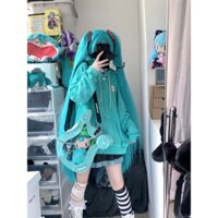 Áo hoodie liền mũ kiểu mới mèo thích hợp Hatsune Miku kiểu Nhật Áo Khoác Cardigan Nữ Dễ Thương rộng rãi sành điệu