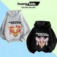 Áo Hoodie Liên Quân Mobile Rank Tinh Anh,Thách Đấu, Cao Thủ, có mũ trùm đầu trẻ em size 18kg đến 45kg Hoangkids