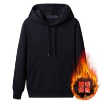 Áo hoodie lót lông màu trơn cho nam, áo khoác dày mới mùa thu ấm áp, áo cổ tròn, phong cách Hàn Quốc mùa đông