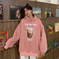 Áo Hoodie LY TRÀ SỮA Form rộng Unisex Nam Nữ Couple Chất Nỉ Bông Mịn Ulzzang KUN - HỒNG,XL