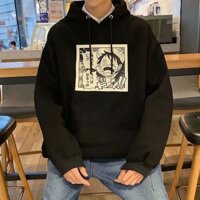 Áo hoodie [M-5XL] Áo hoodie nam in họa tiết hoạt hình cá nhân Áo nỉ dài tay mùa đông Áo hoodie thông thường rộng rãi và thoải mái Tik Tok Trend Tide Brand