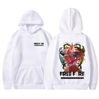 Áo Hoodie Màu Trắng Free Fire In Hình Quỷ Kiếm Mặt Trước In Logo Mặt Sau In Hình Cực Chất