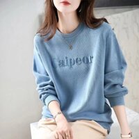 Áo hoodie Mỏng Tay Dài Dáng Rộng Thêu Họa Tiết Kiểu Hàn Quốc Thời Trang Xuân Thu 2024 Cho Nữ
