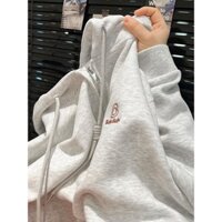 Áo Hoodie Mỏng Tay Dài In Chữ Hoạt Hình Phong Cách Hàn Quốc Thời Trang Thu Đông Cho Nữ