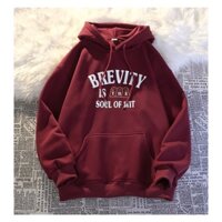 Áo hoodie mũ 2 lớp nỉ bông in chữ BREVITY unisex form rộng hàng Quảng Châu nhiều màu sắc HL42 - Hailu.store