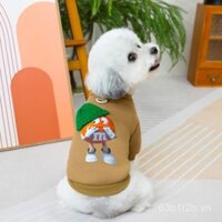 Áo hoodie mũ nhỏ cho chó mèo mùa thu đông 24, cho thú cưng Bichon Teddy, áo hoodie mỏng hai chân bằng lông cừu