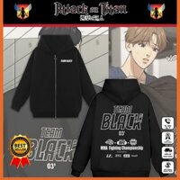 Aó hoodie mũ TEAM BLACK Manhwa Jinx Outfit Joo nam nữ đủ size cực đẹp