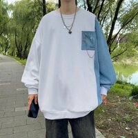 Áo Hoodie nam 2024 dáng rộng hợp thời trang phong cách Hàn Quốc nối thiết kế mặt dây chuyền cảm giác Áo Hoodie nam