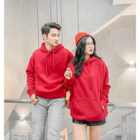 Áo hoodie nam, áo hoodie nữ, áo hoodie trơn, áo chồng cổ, áo chui đầu, áo sweater - Đỏ - M