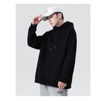 Áo hoodie nam, Áo hoodie trơn khoác nỉ sweat nỉ thu đông nam nữ - Đen,L 163-174cm  < 64kg
