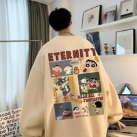 Áo Hoodie nam hợp thời trang cỡ lớn áo khoác cổ tròn dáng rộng hoạt hình mùa thu