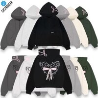 Áo Hoodie Nam Nữ , Áo Khoác Hoodie Zip Unisex PINK BOW In Họa Tiết Nơ Trái Tym chất liệu nỉ bông mềm mại