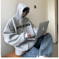 Áo hoodie nam nữ form rộng in chữ AITEEINS , áo khoác hoodie 2 màu đen xám Basic thời trang Ulzzang Hàn Quốc