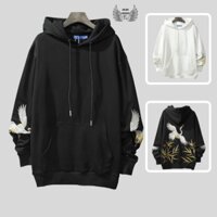 Áo Hoodie Nam Nữ Form Rộng Túi Bụng Mix Cặp Cực Ngầu, Áo khoác Nỉ Bông In Cò Trắng