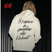 Áo Hoodie nam nữ H * M mùa thu phong cách mới Áo Hoodie cặp đôi in hình dáng rộng