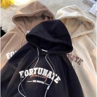Áo Hoodie Nam Nữ In Chữ FORTUNATE Unisex - Áo khoác From Rộng Nỉ Bông Có Mũ Hai lớp Phong Cách Ullzang - Hàng mới về