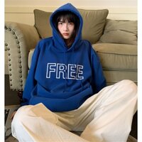 Áo hoodie nam nữ tay bồng FREE phom rộng unisex/ Áo nỉ mặc thu đông màu xanh trẻ trung cá tính