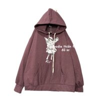 Áo hoodie nam, nữ Thiên Thần chất Nỉ Ngoại form Rộng phong cách Ulzzang màu Đỏ mận siêu đẹp