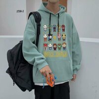 Áo hoodie nam nữ thun cotton 4 chiều co giãn in hoạt hình siêu nhân cá tính năng động - hồng,Free size dưới 70kg