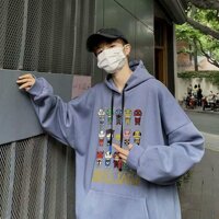 Áo hoodie nam nữ thun cotton 4 chiều co giãn in hoạt hình siêu nhân cá tính năng động - tím,Free size dưới 70kg
